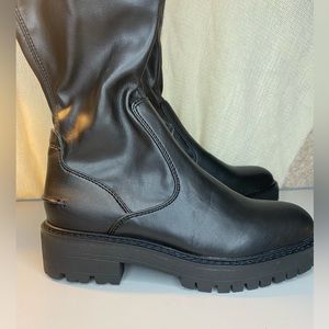 New Sarto Studio AFERA Over The Knee Vegan Leather Boots Black Women's Size 8